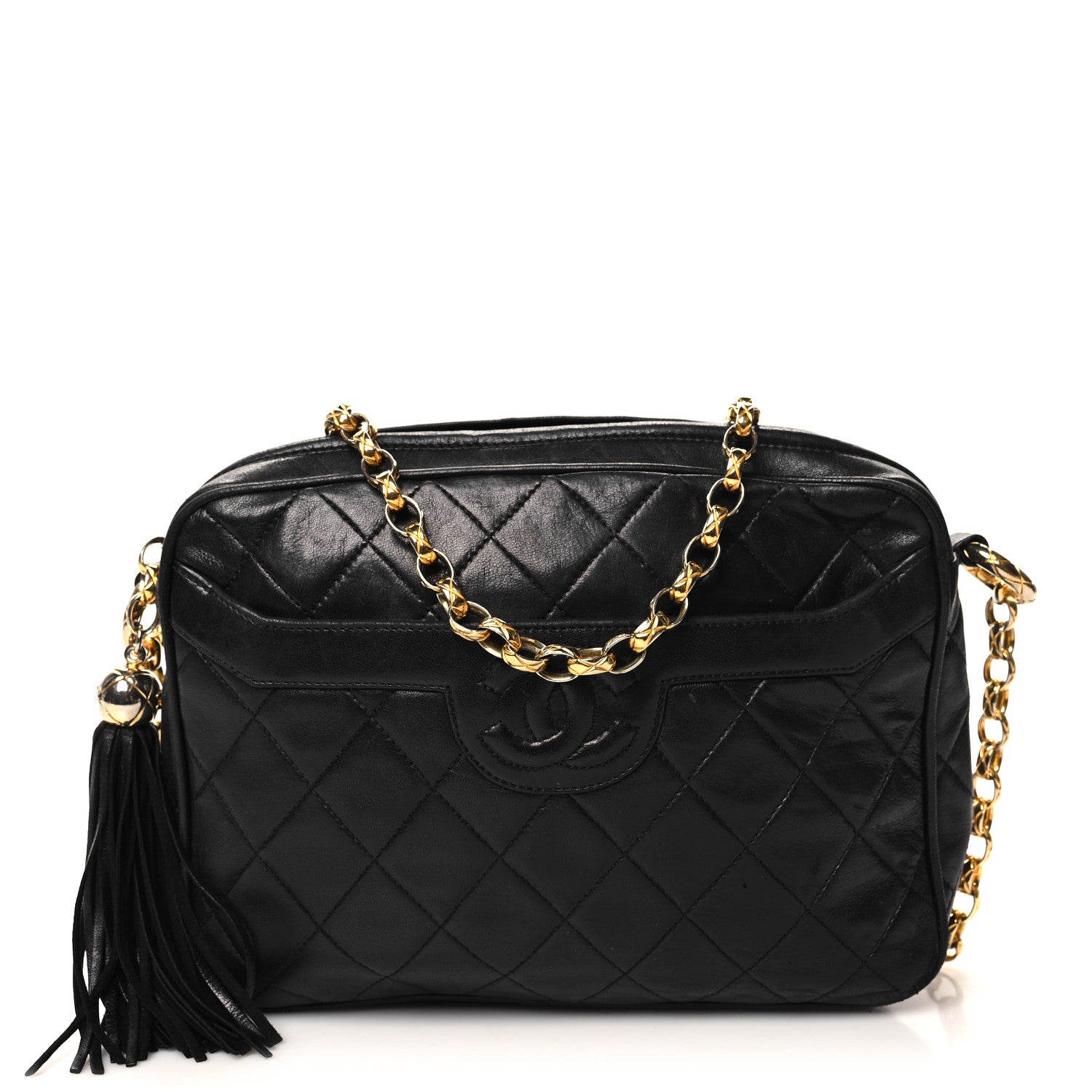 Chanel Lambskin Quilted Tassel Camera Case Black 1 of 14