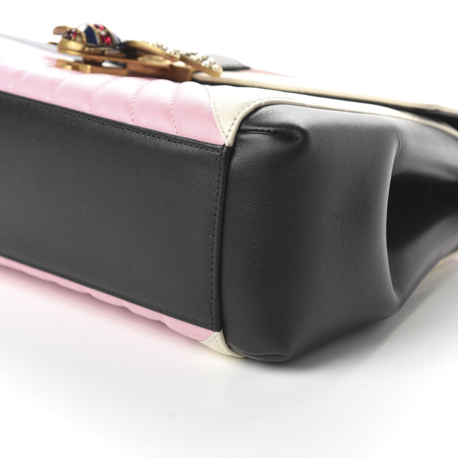 Gucci Calfskin Bamboo Trapuntata Queen Margaret Top Handle Bag Blue Agata Hibiscus Red Mystic White Sugar Pink 8 of 12