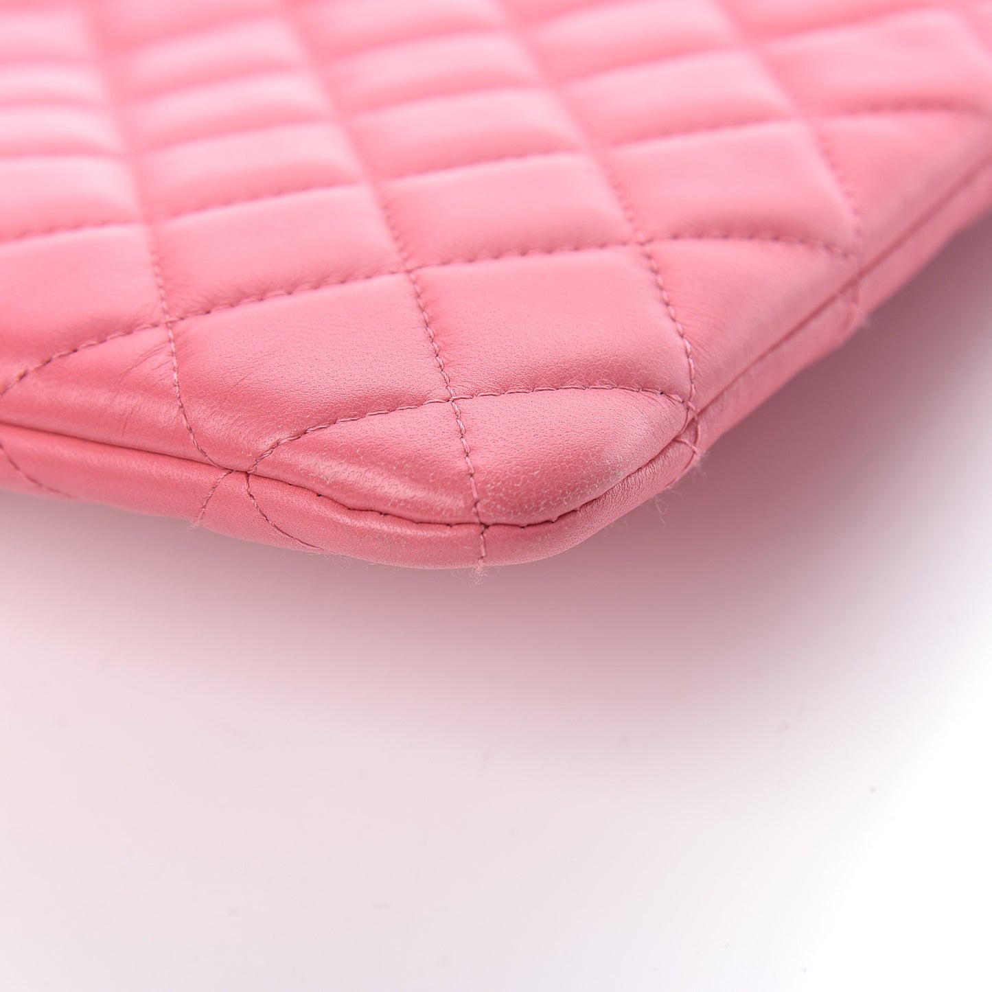 Lambskin Quilted Medium Casino Beauty CC Cosmetic Case Fuchsia