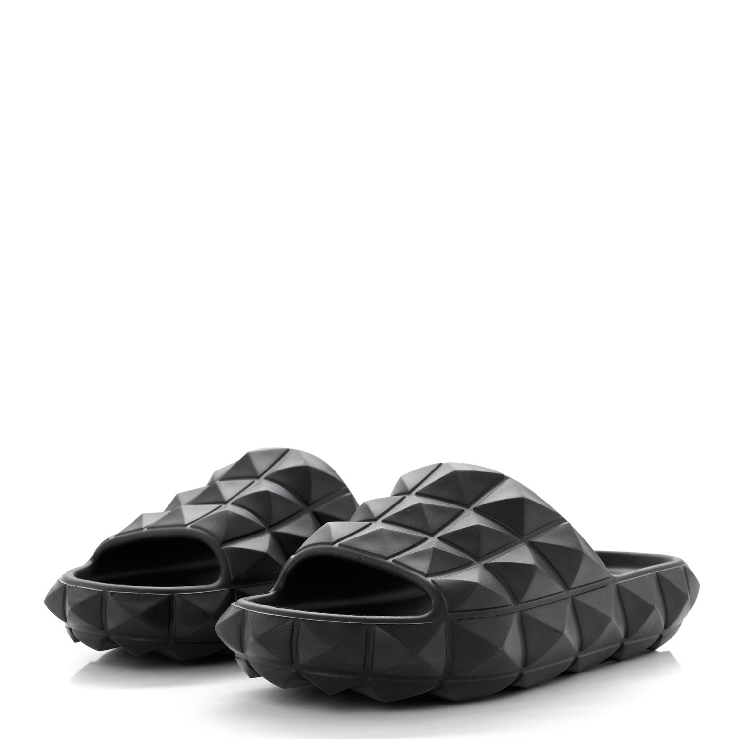 Valentino Garavani Rubber Roman Stud Turtle Slide Sandals 38 Black 3 of 8