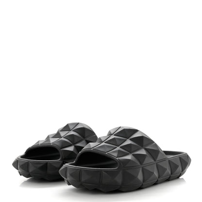 Valentino Garavani Rubber Roman Stud Turtle Slide Sandals 38 Black 3 of 8