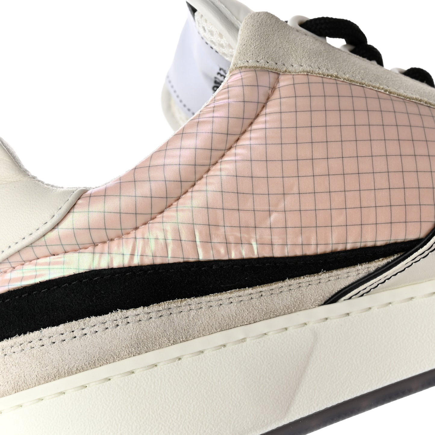 Suede Fabric Calfskin Womens CC Sneakers 37.5 Pink Gray White