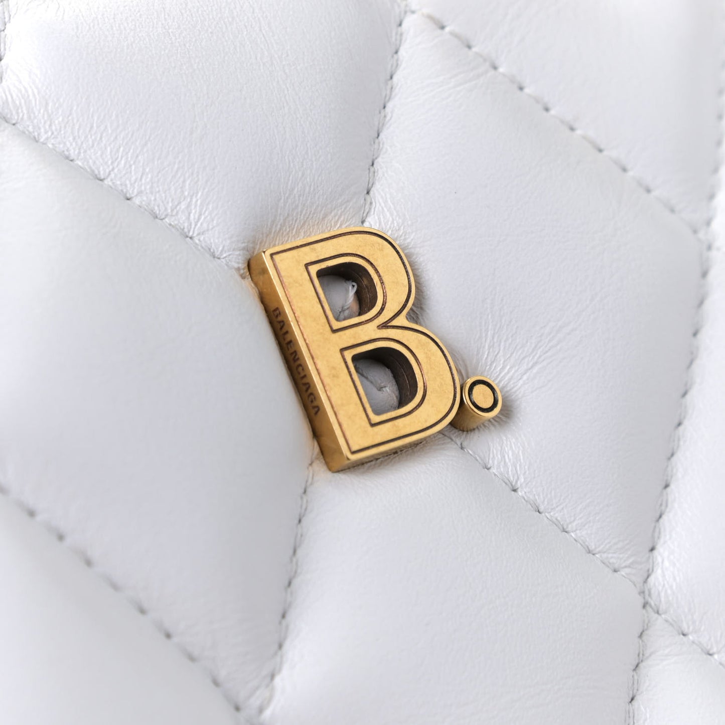 Nappa Calfskin Quilted Touch B Camera Shoulder Bag White