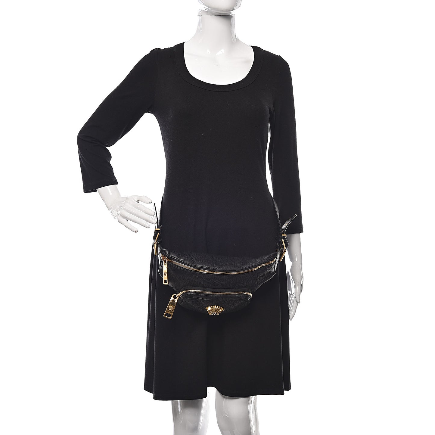 Calfskin Palazzo Medusa Belt Bag Black