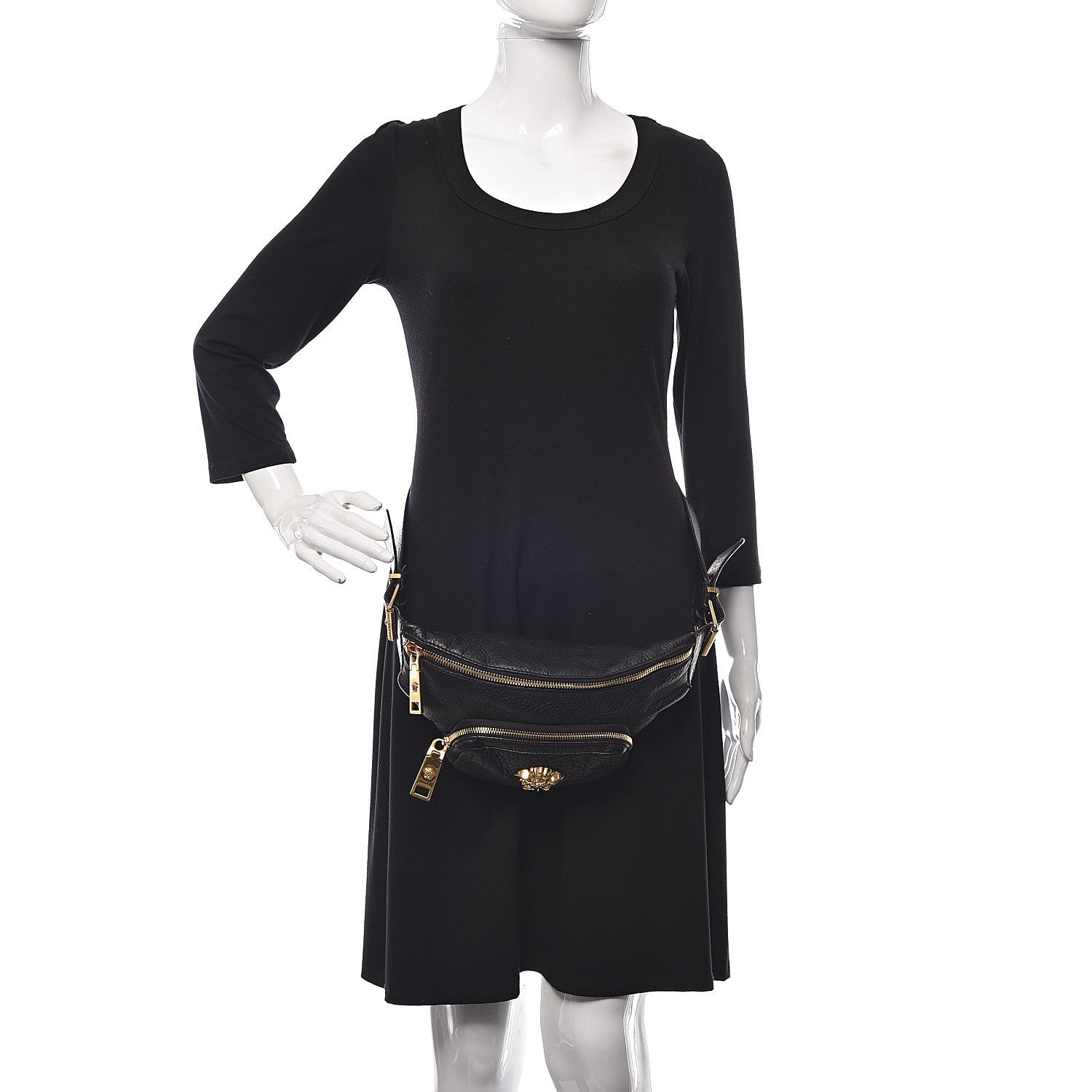 Versace Calfskin Palazzo Medusa Belt Bag Black 2 of 15