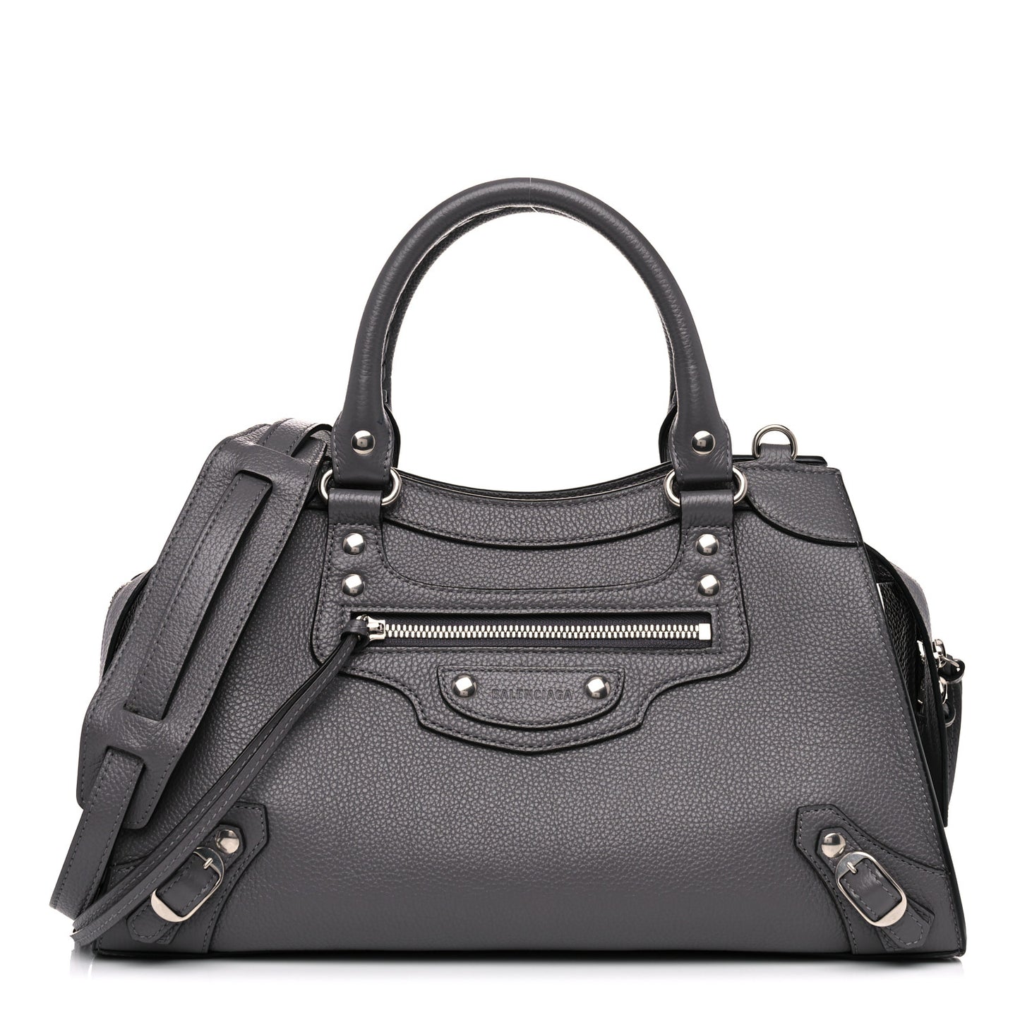 Grained Calfskin Neo Classic Silver Hardware S City Dark Grey