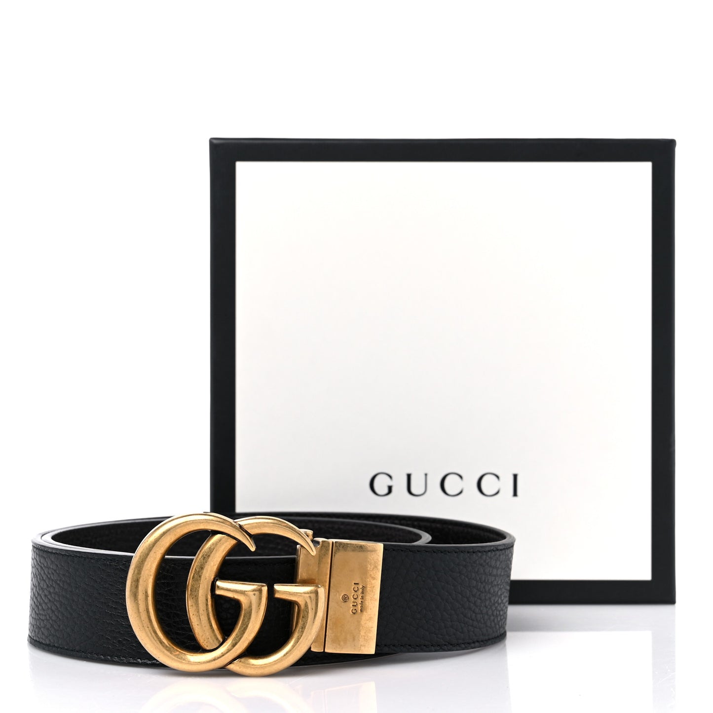 Calfskin Double G Reversible Belt 80 32 Black Cocoa