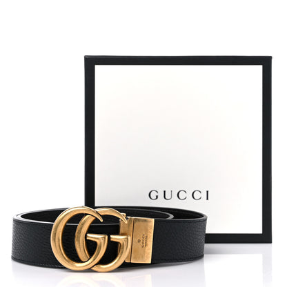 Gucci Calfskin Double G Reversible Belt 80 32 Black Cocoa 5 of 5