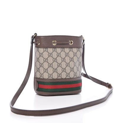 Gucci GG Supreme Monogram Web Mini Ophidia Bucket Bag Brown 3 of 9