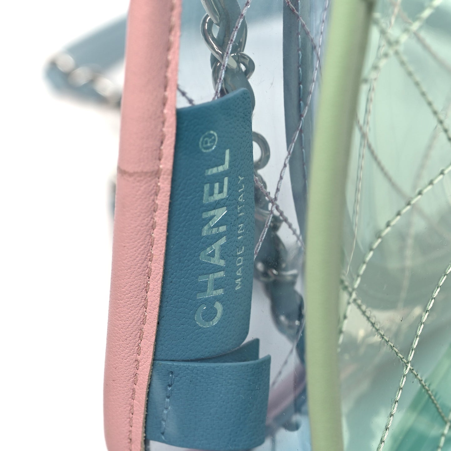 Lambskin PVC Quilted Medium Coco Splash Flap Blue Green