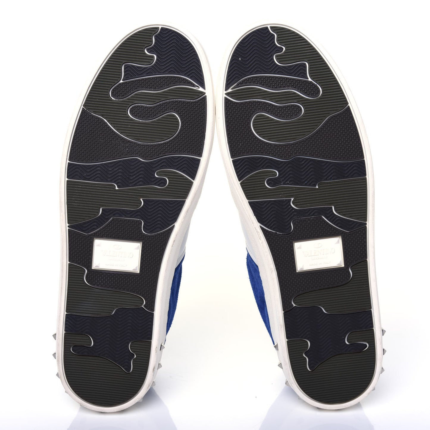Suede Calfskin Mens Rockstud Flycrew Sneakers 40 Navy White