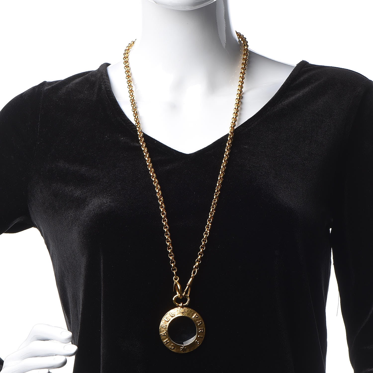 Chanel Pearl Loupe Magnifying Glass Necklace Gold 2 of 7