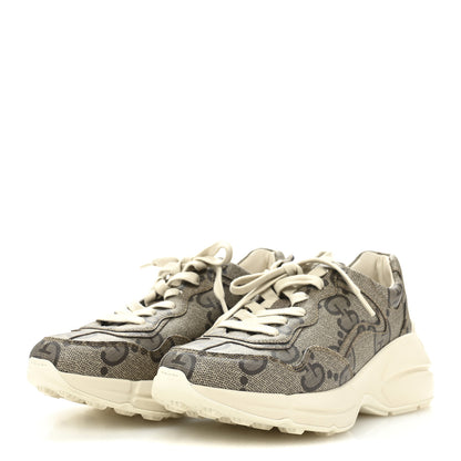 Gucci Maxi GG Supreme Monogram Gucci 100 Womens Rhyton Sneakers 37 Beige Ebony 4 of 10