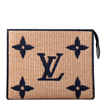Louis Vuitton Raffia Calfskin Monogram Giant Toiletry Pouch 26 Blue 1 of 4