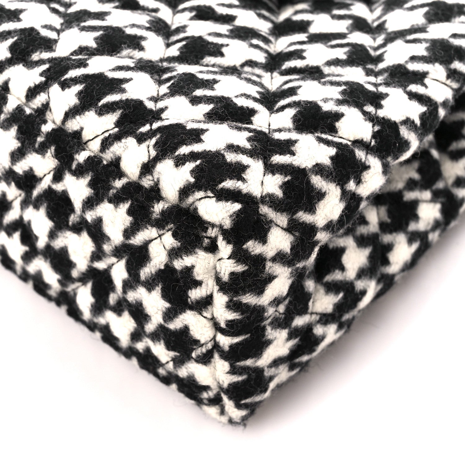 Chanel Tweed Houndstooth Quilted Nano Kelly Shopper Black White 10 of 11