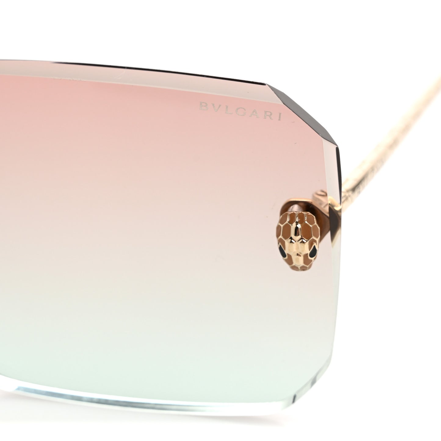 Metal Serpenti Rectangular Sunglasses BV40026U Gold Orange Gradient