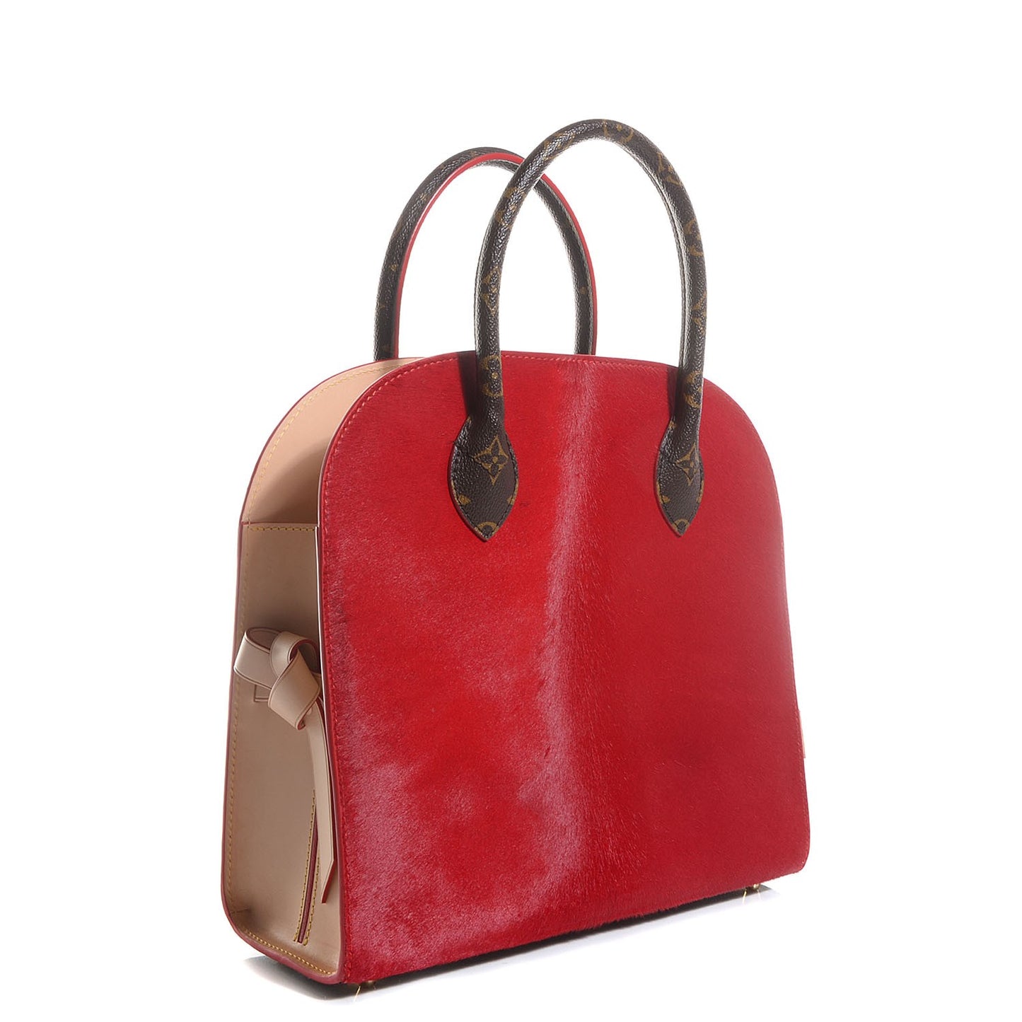 Monogram Calf Hair Spikes Iconoclasts Christian Louboutin Tote Red