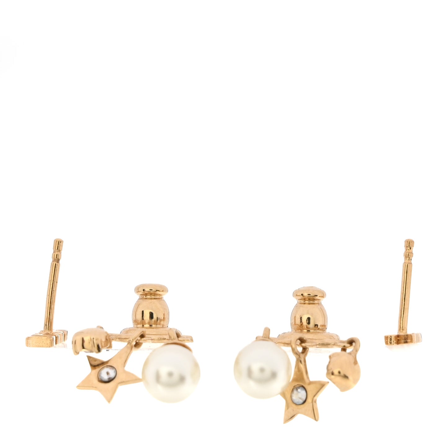 Pearl Crystal Dio(r)evolution Star Earrings Gold White