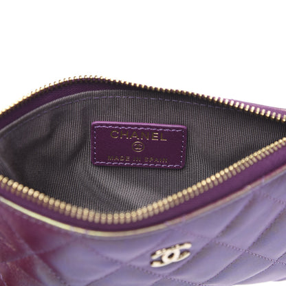 Chanel Iridescent Lambskin Quilted Small Cosmetic Case Purple 6 of 9