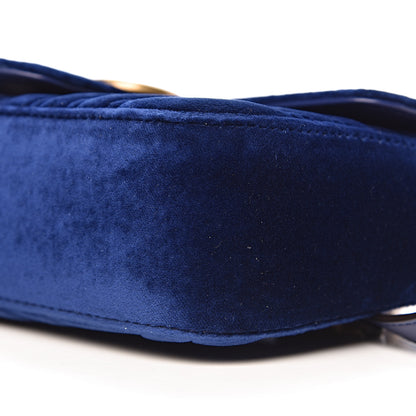 Gucci Velvet Matelasse Mini GG Marmont Shoulder Bag Cobalt Blue 10 of 11