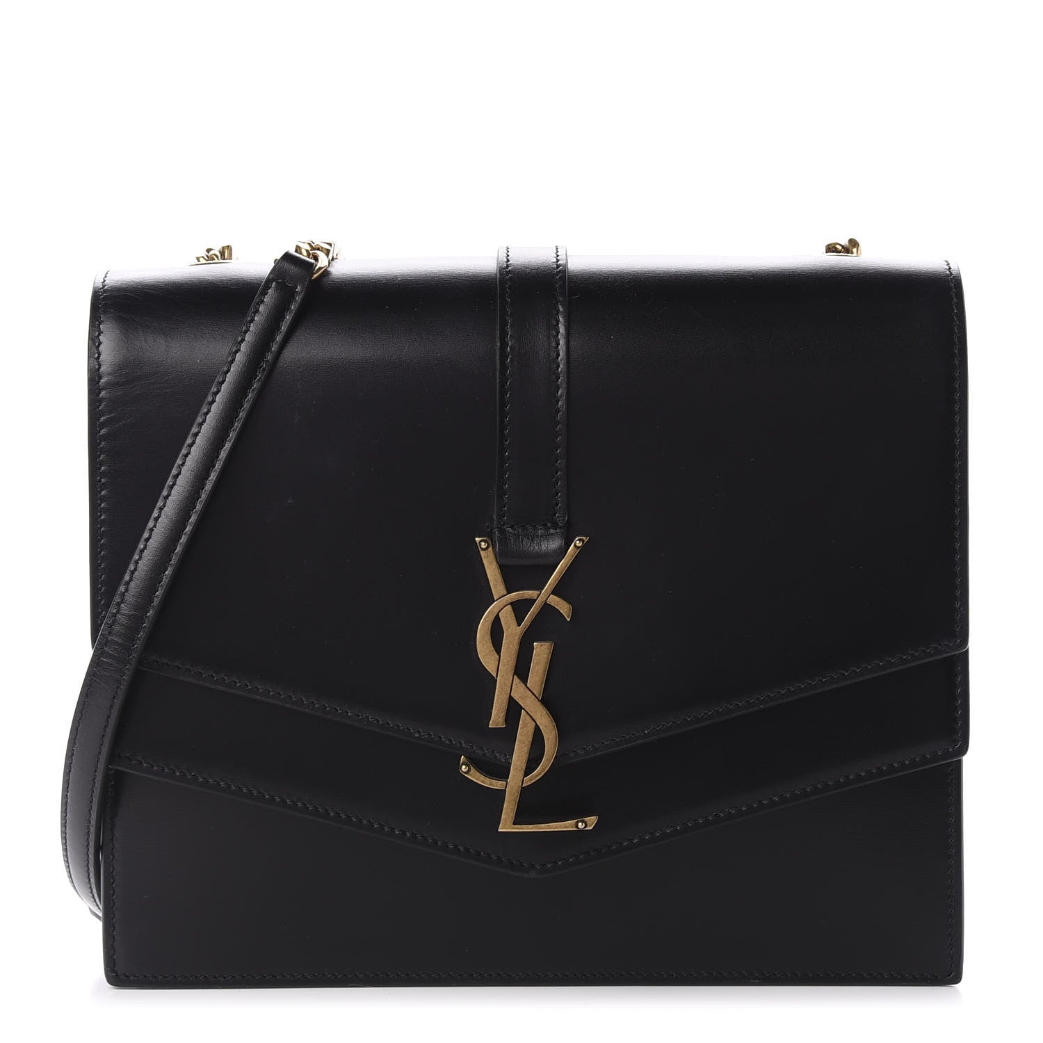 Saint Laurent Smooth Calfskin Monogram Medium Sulpice Shoulder Bag Black 1 of 12