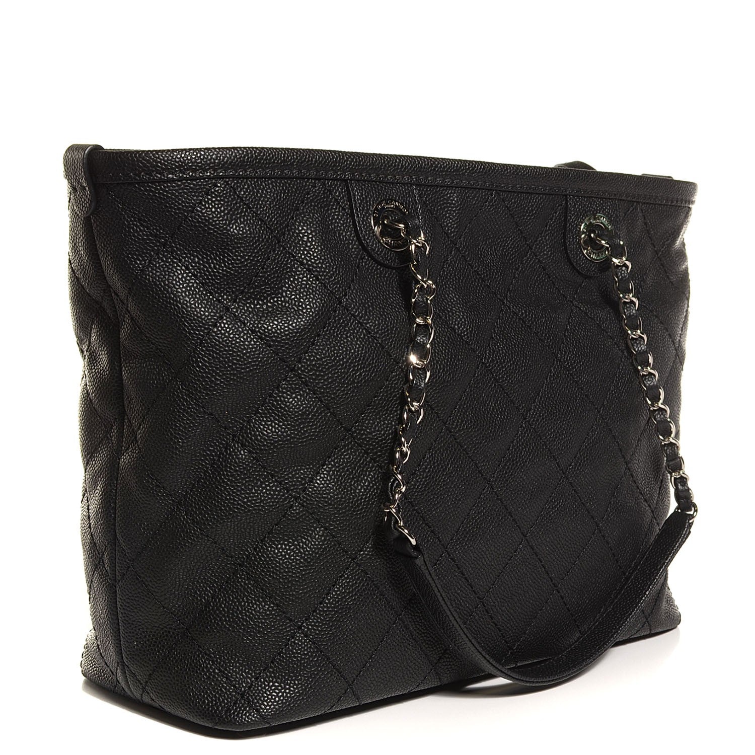 Chanel Grained Calfskin Quilted Small Daily Shopping Tote Black 3 of 8