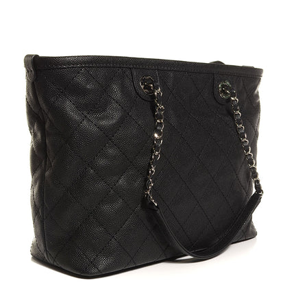 Chanel Grained Calfskin Quilted Small Daily Shopping Tote Black 3 of 8