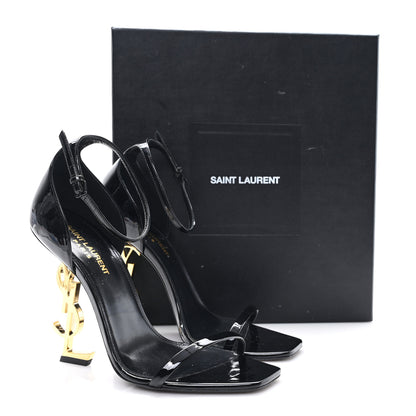 Saint Laurent Patent Calfskin Opyum 110 Sandals 39.5 Black Gold 9 of 9