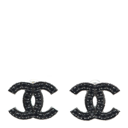 Chanel Ruthenium Crystal CC Earrings Black 1 of 4