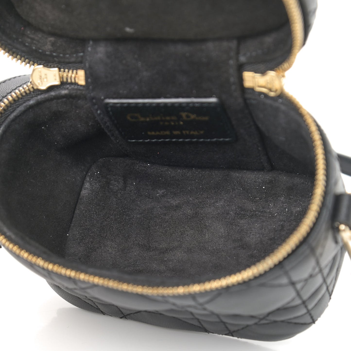 Lambskin Cannage Micro Lady Dior Vanity Case Black