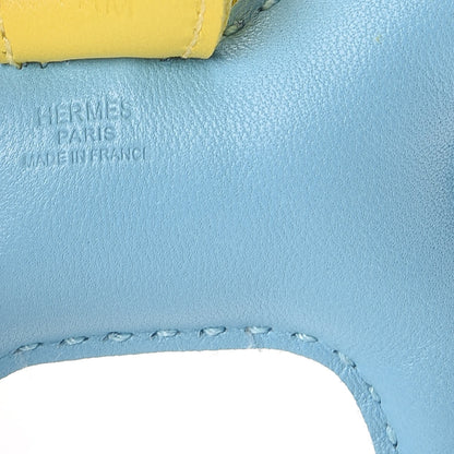 Hermes Milo Lambskin Grigri Rodeo Horse Bag Charm PM Bleu Celeste Lime Malachite 3 of 4