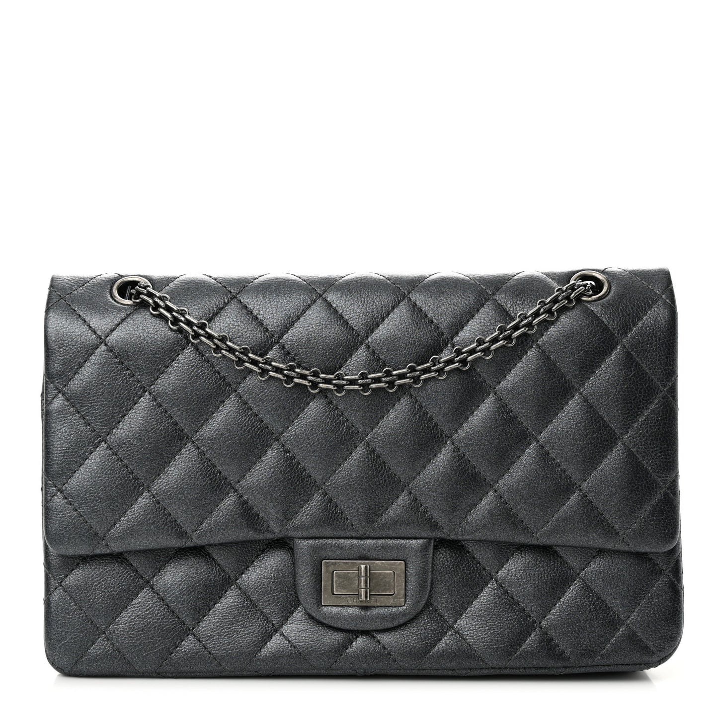 Metallic Calfskin Quilted 2.55 Reissue 227 Flap Charcoal