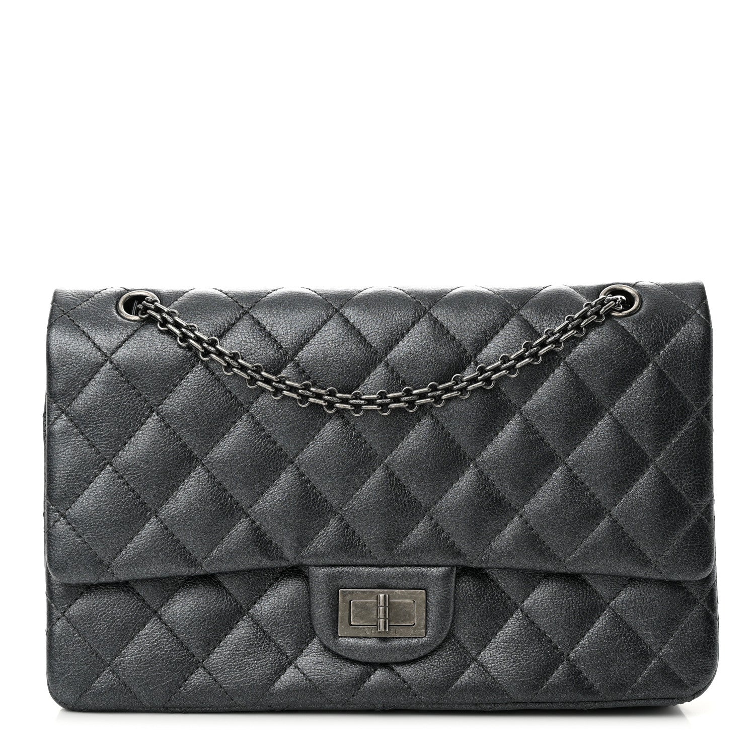 Chanel Metallic Calfskin Quilted 2.55 Reissue 227 Flap Charcoal 1 of 11