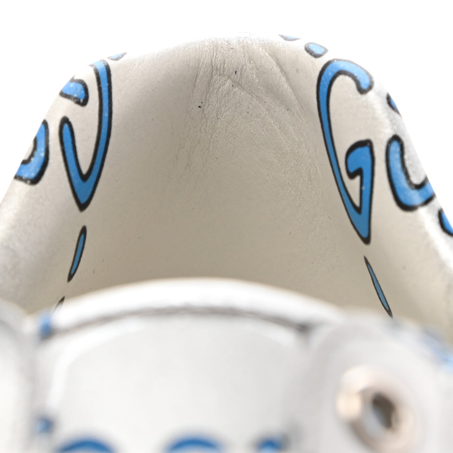 Miro Rubber Wax GucciGhost Print Mens New Ace Sneakers 7 Silver
