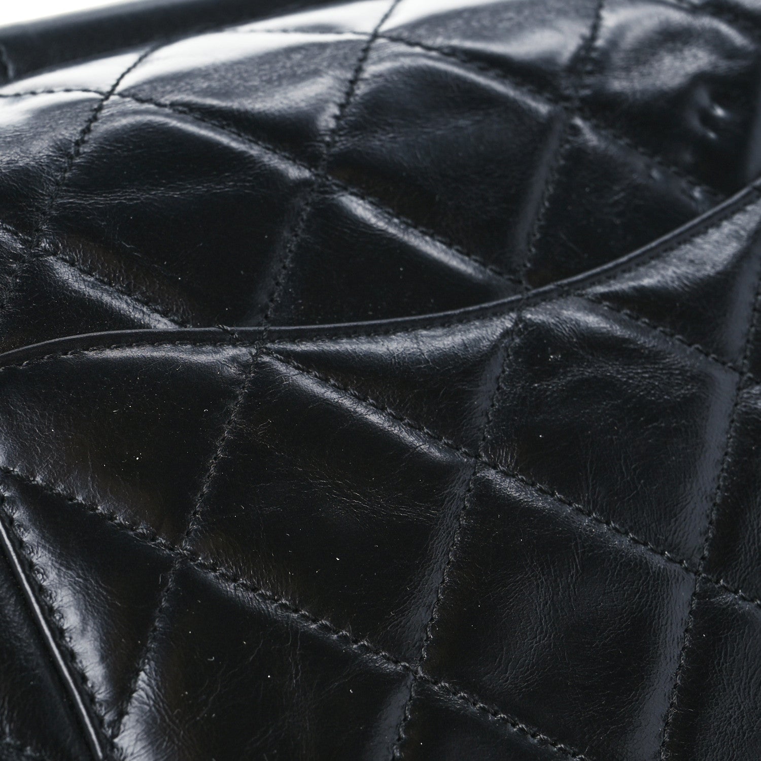 Chanel Glazed Calfskin Quilted Medium Gold Bar Top Handle Flap Black 10 of 10