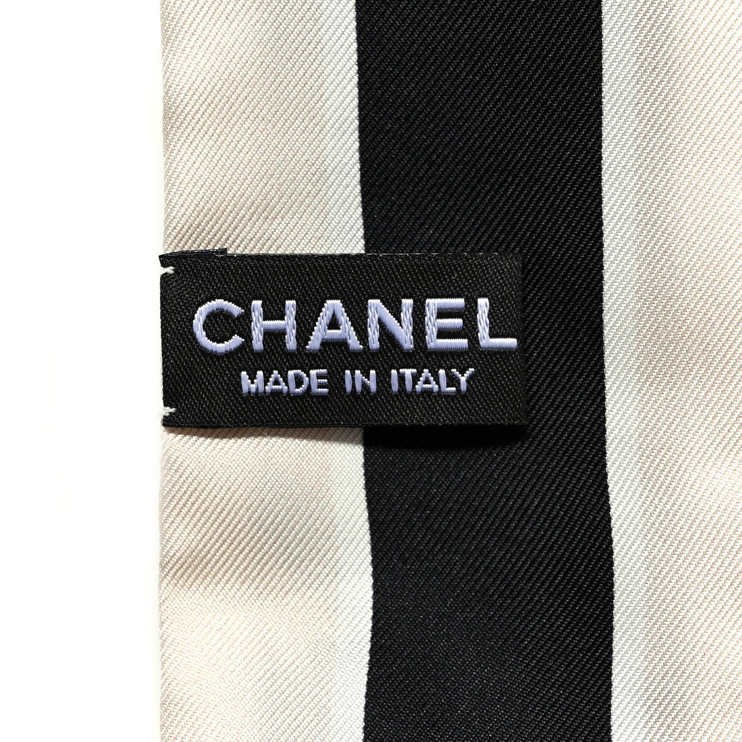 Chanel Silk Coco Snow Slim Bandeau Scarf Ivory Black Pink 3 of 5