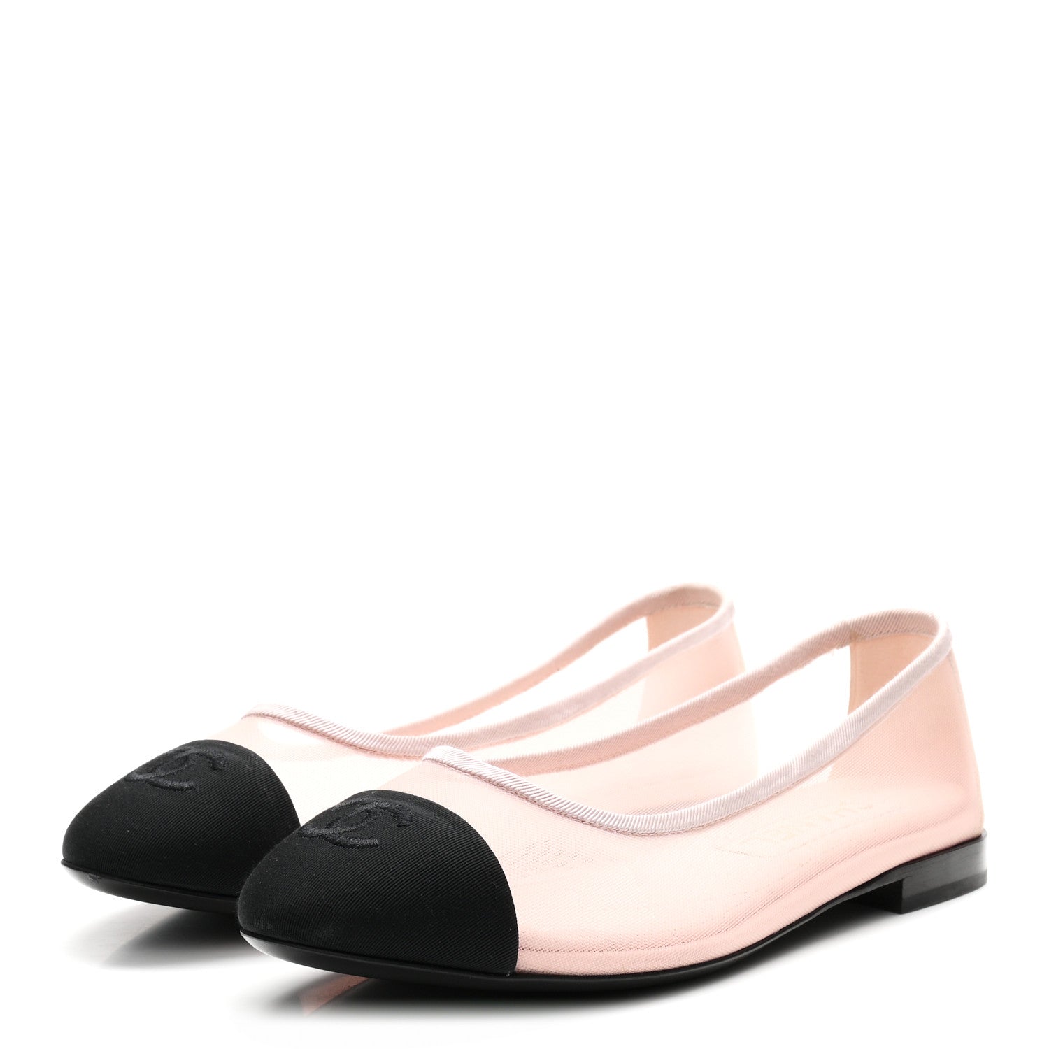 Chanel Mesh Grosgrain CC Ballerina Flats 38.5 Pink Black 4 of 9
