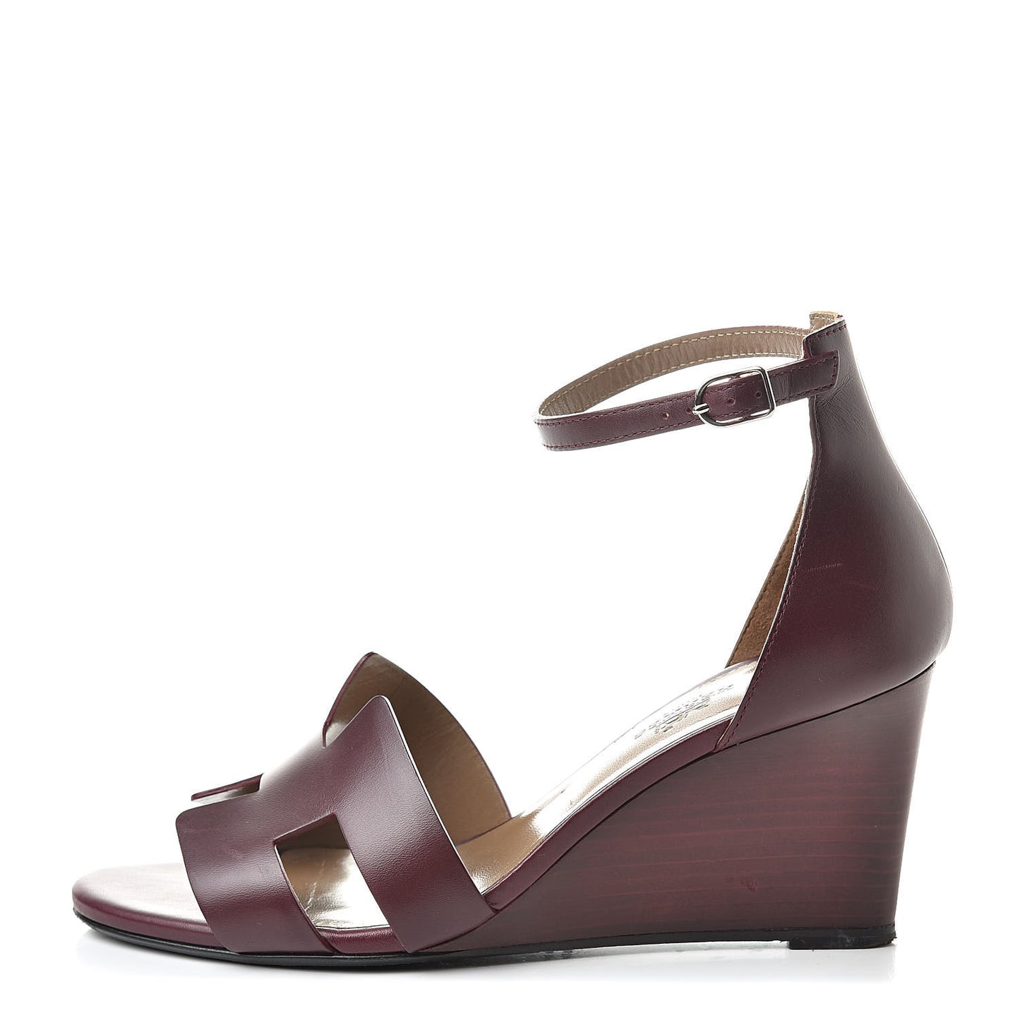 Calfskin Legend Wedge Sandals 38 Cassis