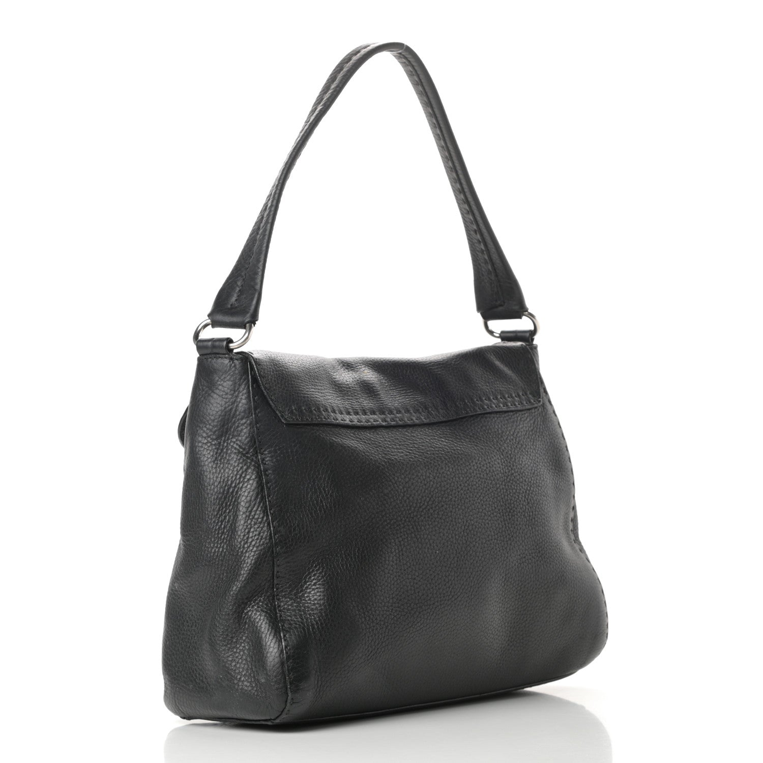 Prada Vitello Daino Shoulder Flap Bag Black 3 of 15