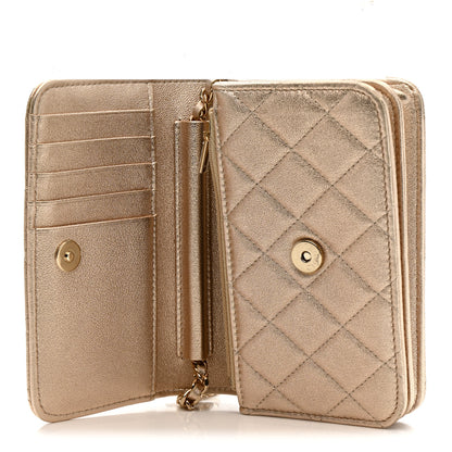Chanel Metallic Lambskin Quilted Mini Wallet On Chain WOC Gold 6 of 12