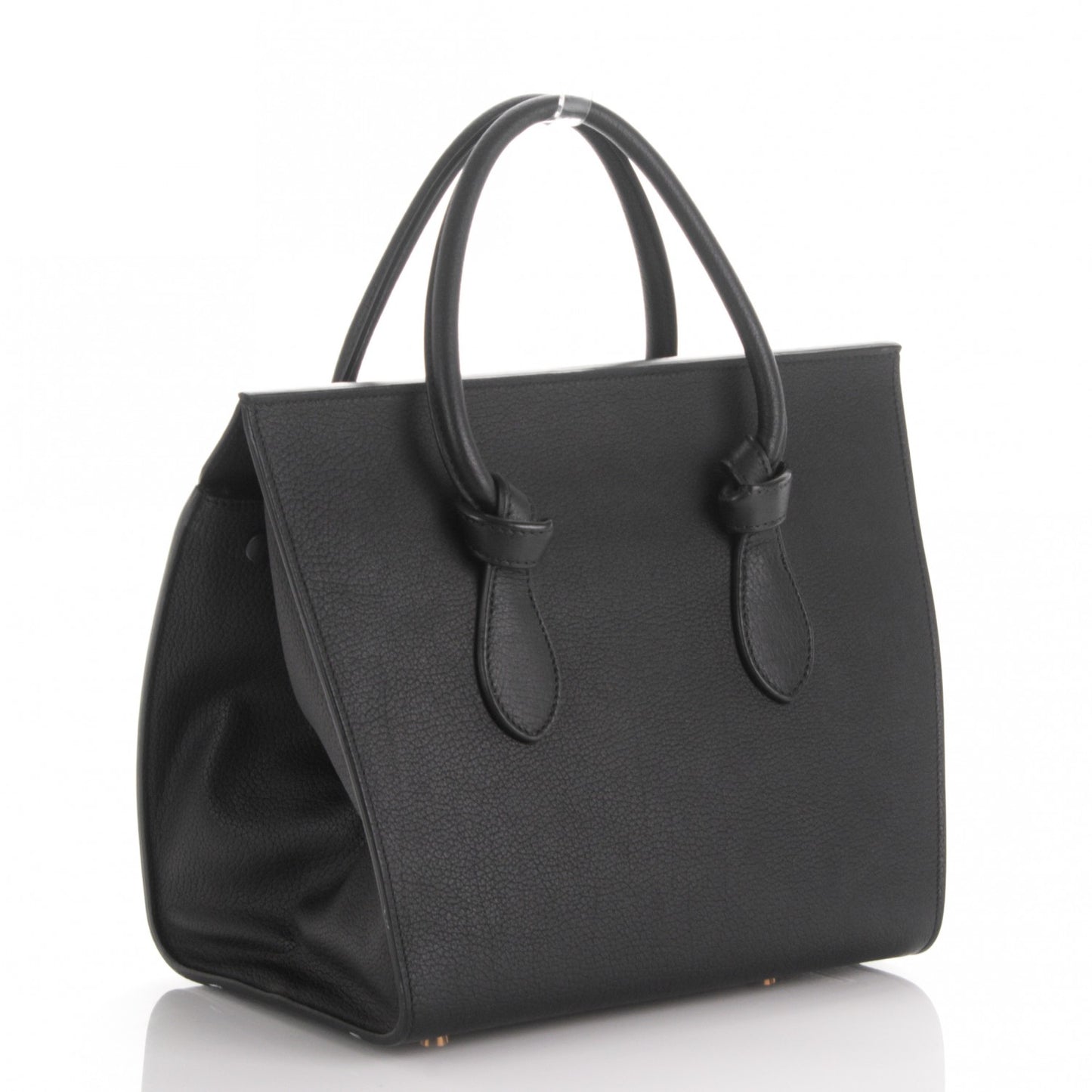 Crisped Calfskin Mini Tie Knot Tote Black
