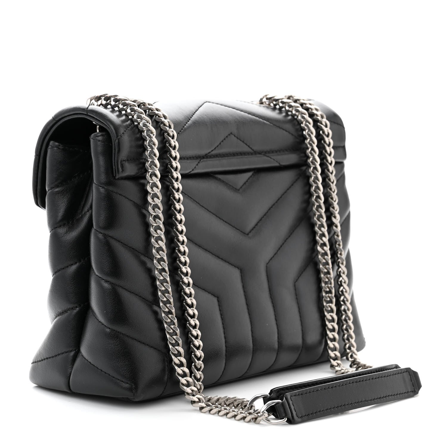 Saint Laurent Calfskin Y Quilted Monogram Small Loulou Chain Satchel Black 3 of 10