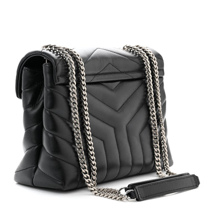 Saint Laurent Calfskin Y Quilted Monogram Small Loulou Chain Satchel Black 3 of 10