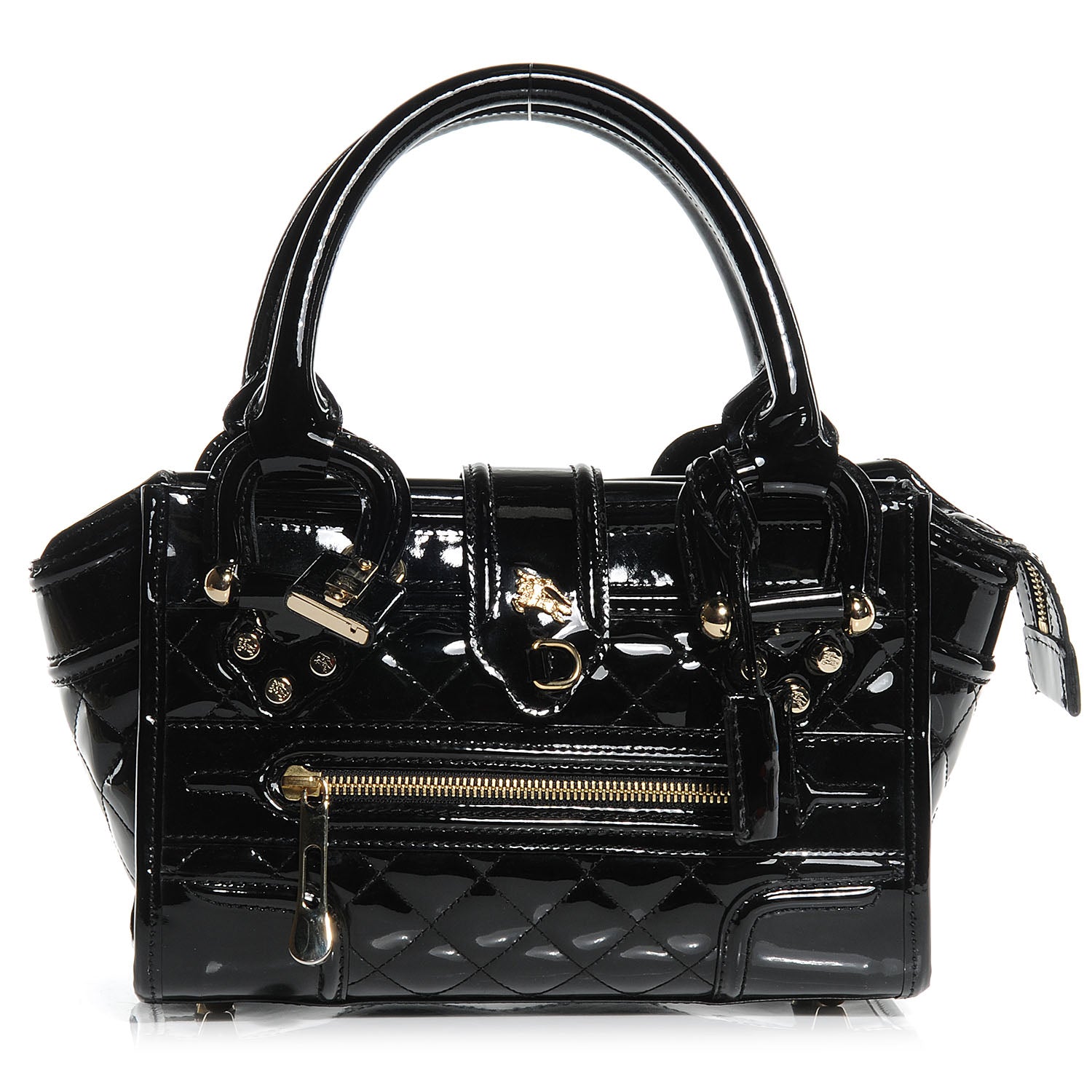 Burberry Patent Quilted Mini Manor Tote Black 1 of 8