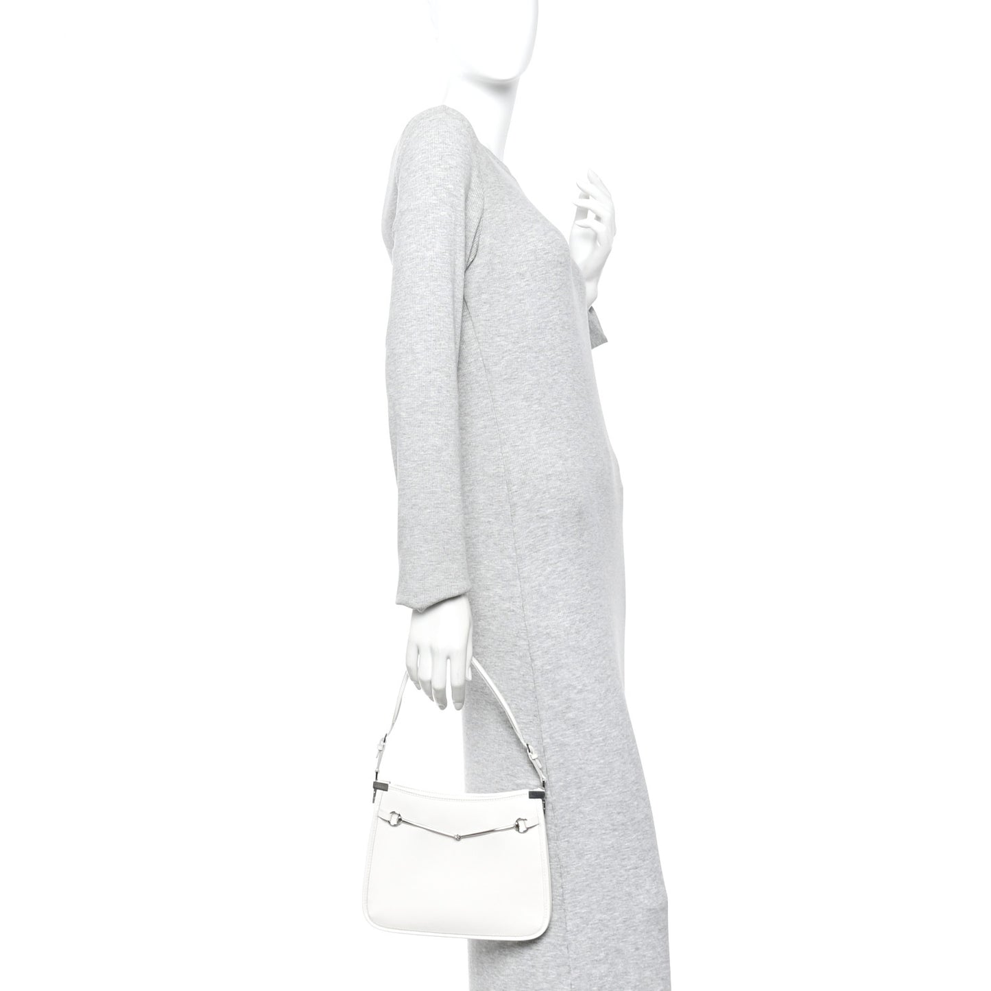 Calfskin Horsebit Slim Shoulder Bag White