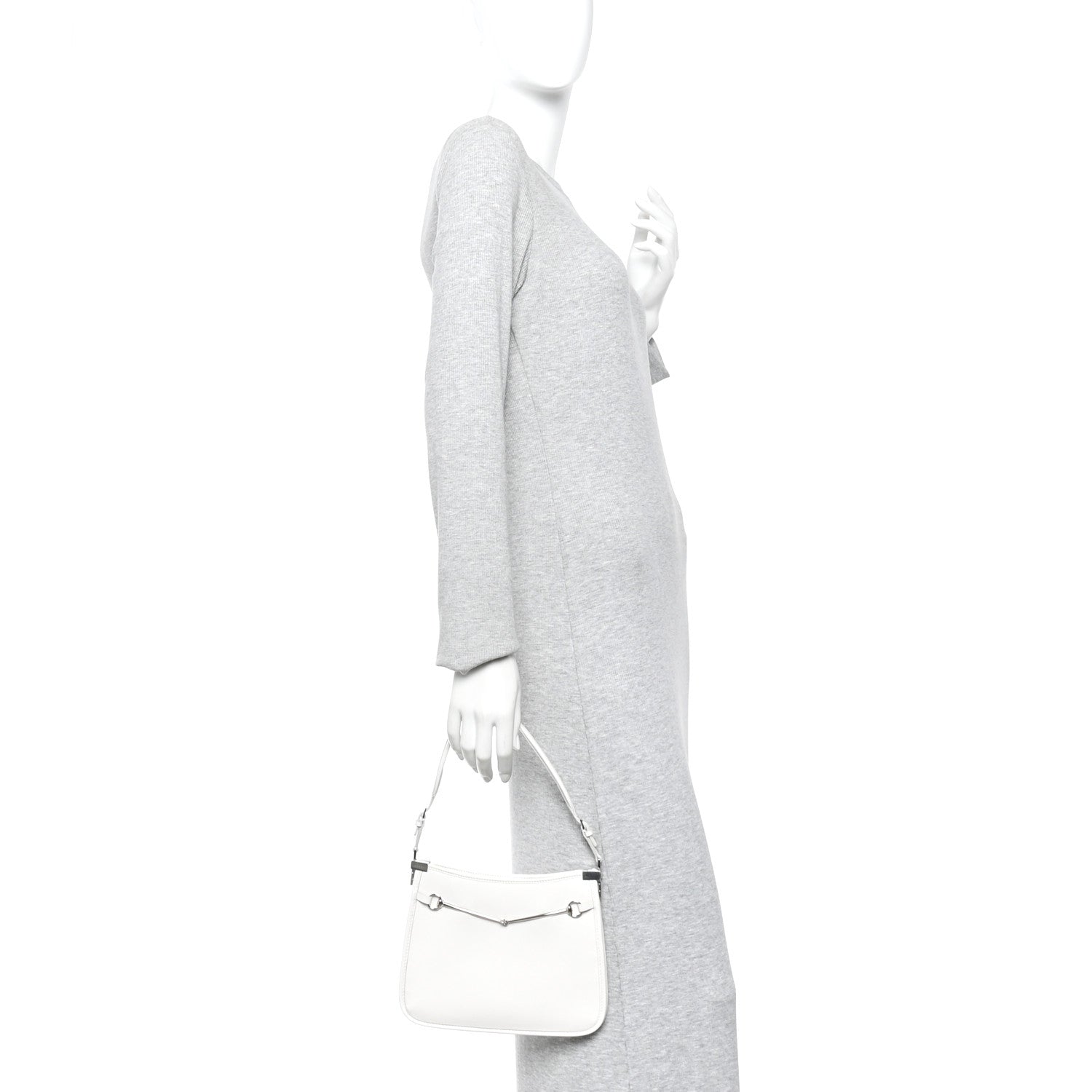 Gucci Calfskin Horsebit Slim Shoulder Bag White 2 of 13