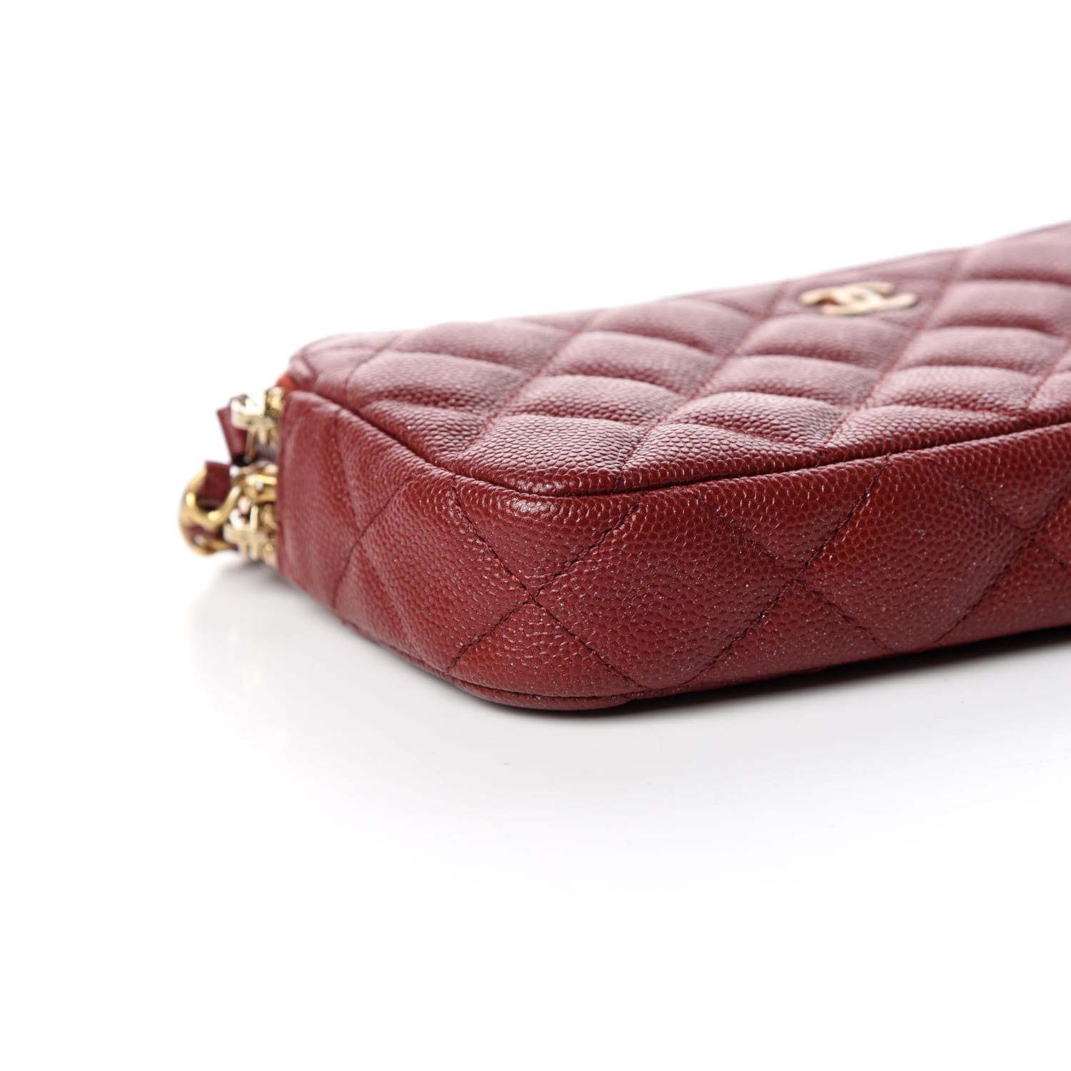 Chanel Iridescent Caviar Quilted Clutch With Chain Burgundy 5 of 11