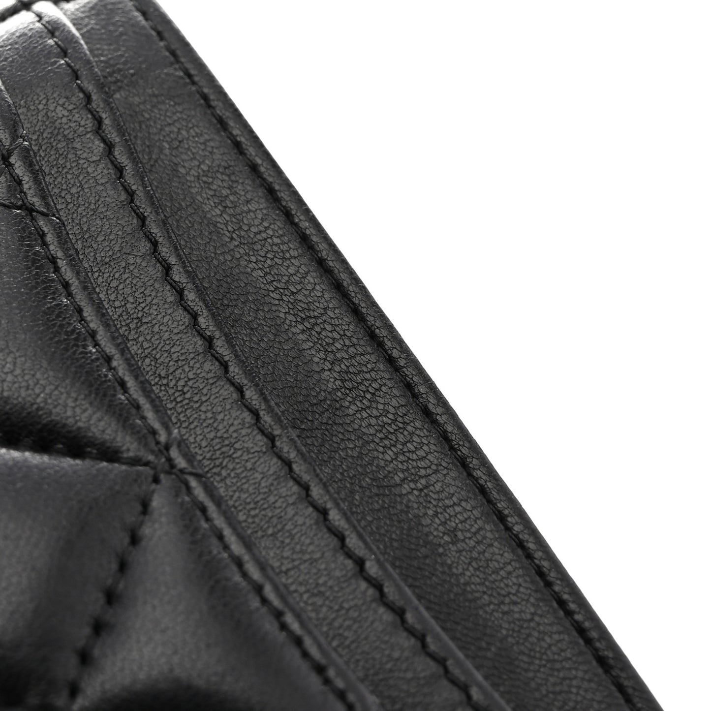 Lambskin Quilted Card Holder Black