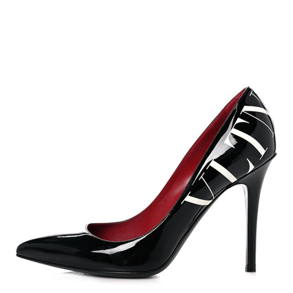 Valentino Garavani Patent VLTN 105mm Pumps 36.5 Black White 1 of 12