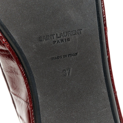 Saint Laurent Glazed Eel Chunky Le Loafer Penny Slippers 37 Burgundy 8 of 9